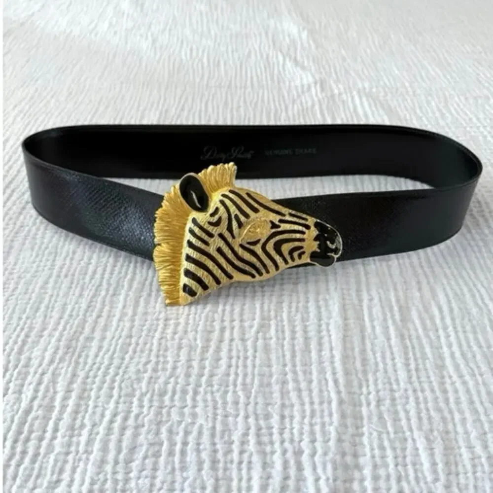 Dotty Smith Belt Size 28 - 32 Genuine Snake Belt Large Zebra Head Buckle - Picture 12 of 12